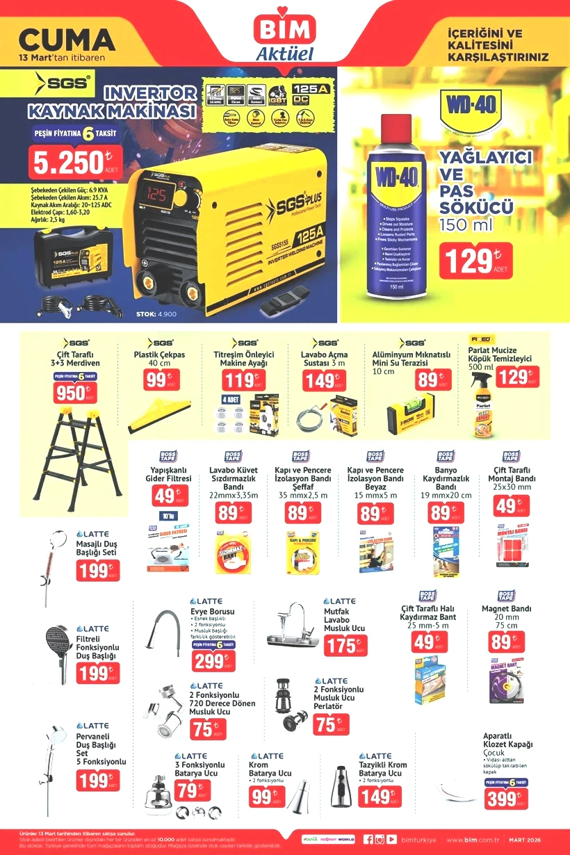 BİM 13 Mart 2026 Aktüel Kataloğu Tanklı Yazıcı, Kaynak Makinası, Tek Akülü Vidalama Seti Geldi - Resim : 3