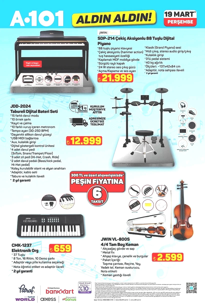 19 Mart A101 Aktüel Ürünler Kataloğu Arife Günü İndirimi Başladı! 88 Tuşlu Piyano Geldi - Resim : 4