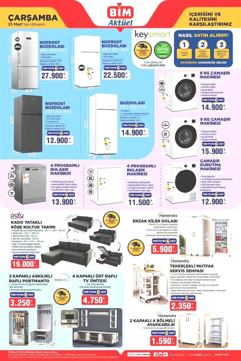 BİM 25 Mart Çarşamba Kataloğu 2026 Buzdolabı, Çamaşır ve Bulaşık Makinesi, Kiler Dolabı Geldi - Resim : 1